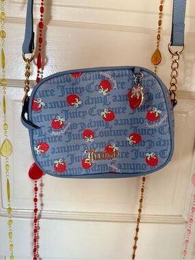 Juicy Couture Strawberry Camera Bag Blue Y2K Crossbody Purse